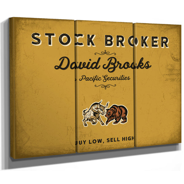 Personalized Stock Broker Sign, Buy Low, Sell High, Mustard & Black, image 14