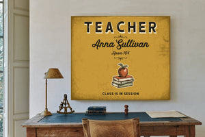 Personalized Teacher Sign, Class Is in Session, Mustard & Black, image 2