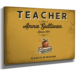 Personalized Teacher Sign, Class Is in Session, Mustard & Black, image 8