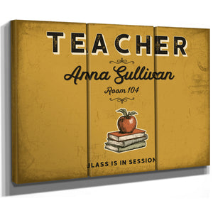 Personalized Teacher Sign, Class Is in Session, Mustard & Black, image 14