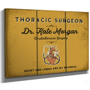 Personalized Thoracic Surgeon Sign, Heart and Lungs Are My Business, Mustard & Black, image 14