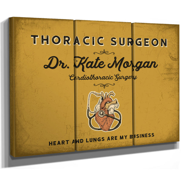 Personalized Thoracic Surgeon Sign, Heart and Lungs Are My Business, Mustard & Black, image 14