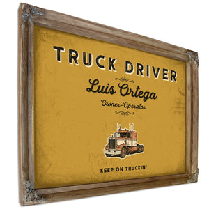 Personalized Truck Driver Sign, Keep On Truckin', Mustard & Black, image 6