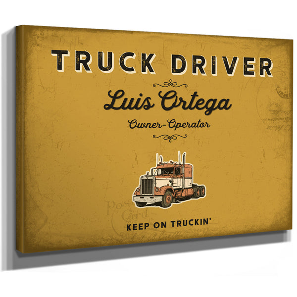 Personalized Truck Driver Sign, Keep On Truckin', Mustard & Black, image 8