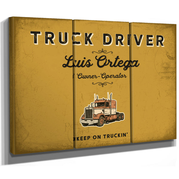 Personalized Truck Driver Sign, Keep On Truckin', Mustard & Black, image 14