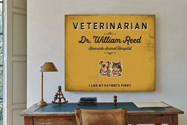 Personalized Veterinarian Sign, I Like My Patients Furry, Mustard & Black, image 2