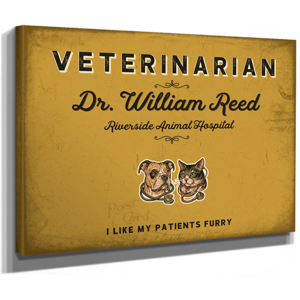 Personalized Veterinarian Sign, I Like My Patients Furry, Mustard & Black, image 8