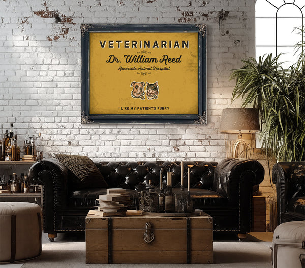 Personalized Veterinarian Sign, I Like My Patients Furry, Mustard & Black, image 18