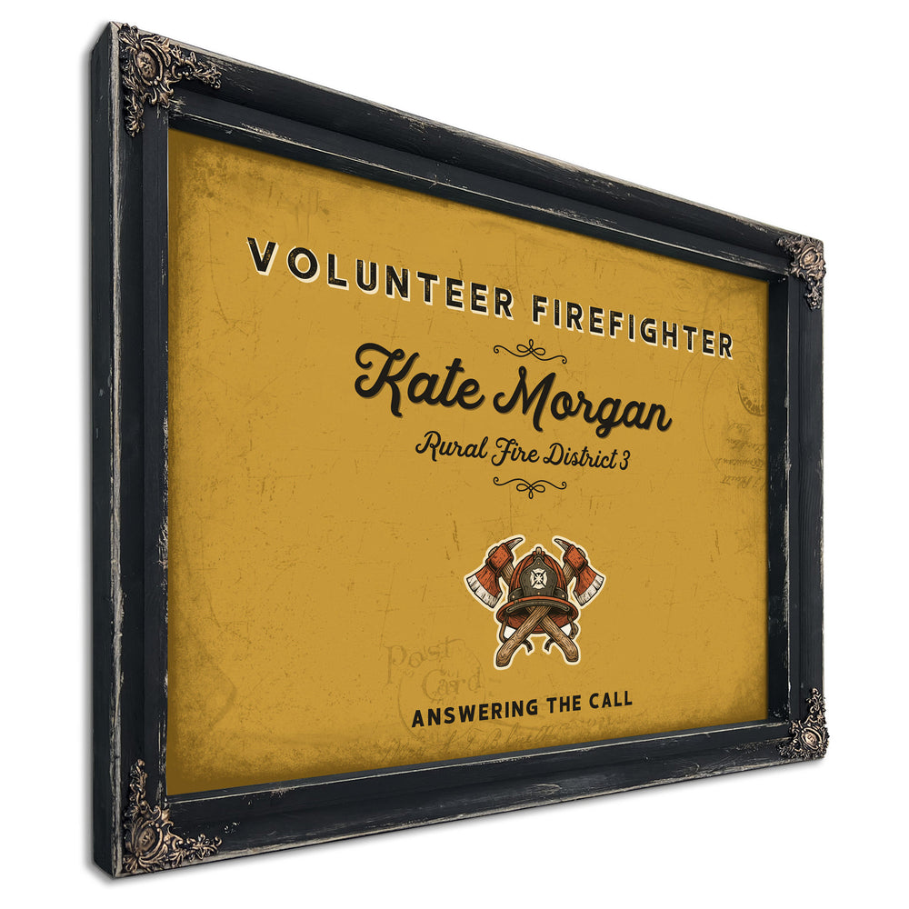 Personalized Volunteer Firefighter Sign, Answering the Call, Mustard & Black, image 1