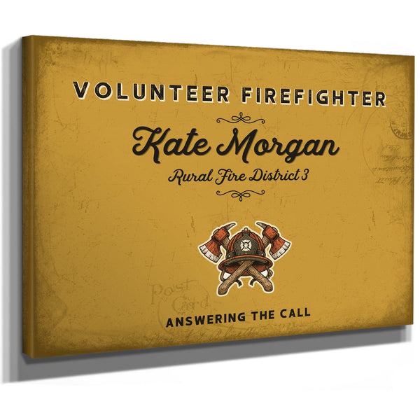 Personalized Volunteer Firefighter Sign, Answering the Call, Mustard & Black, image 8