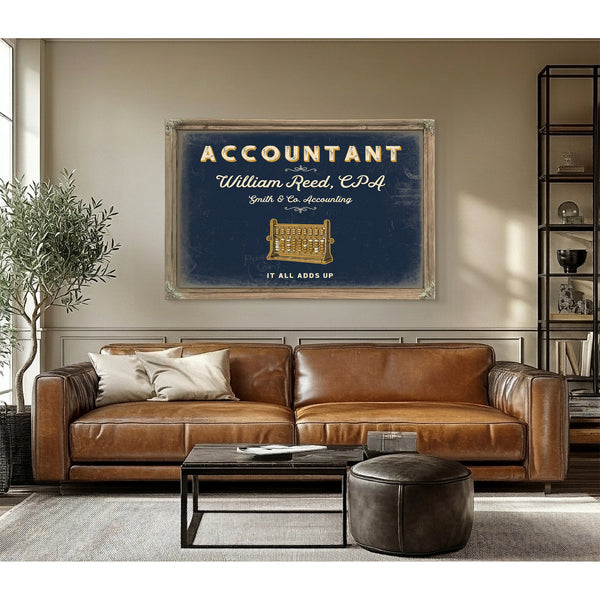 Personalized Accountant Sign, It All Adds Up, Navy & Brass, image 3