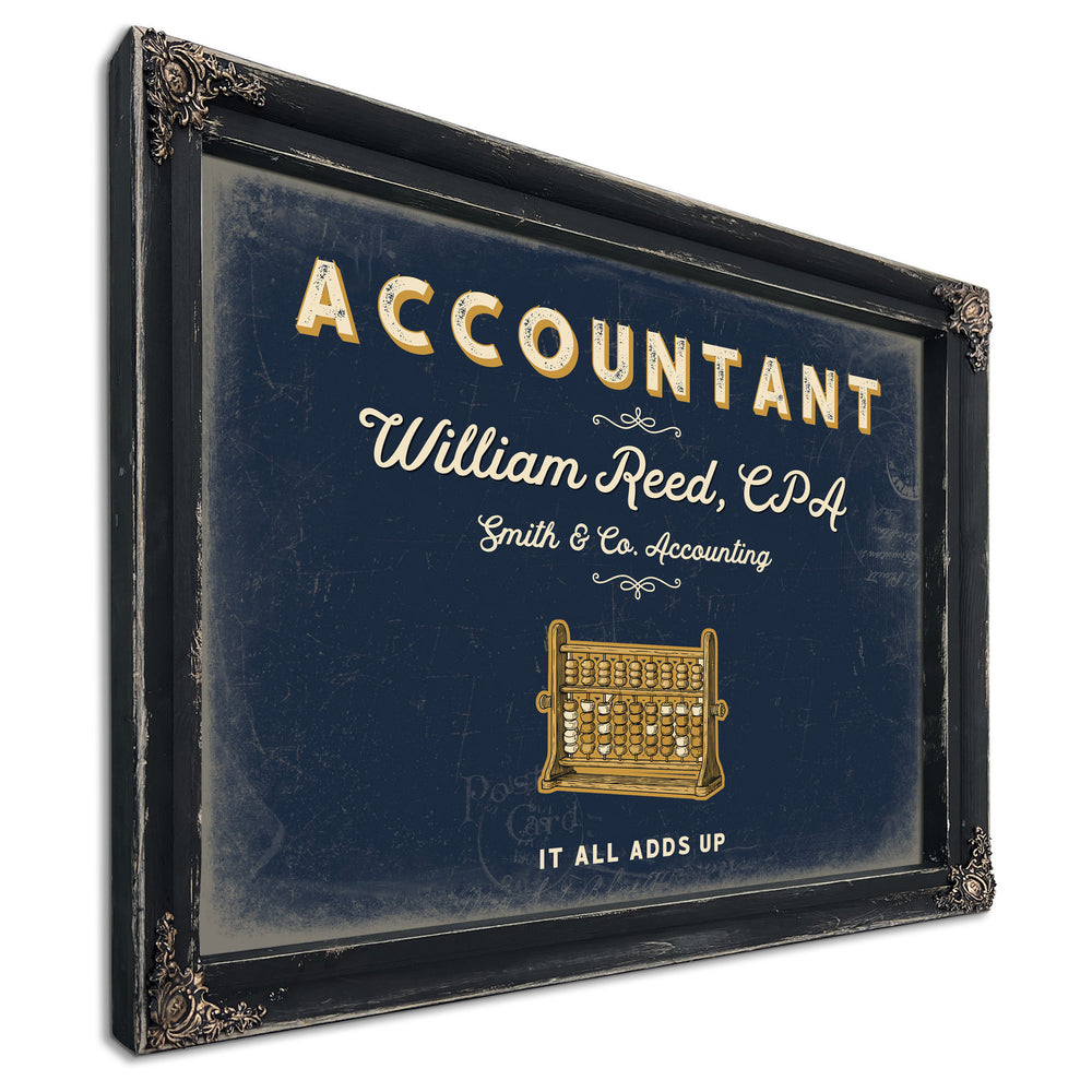 Personalized Accountant Sign, It All Adds Up, Navy & Brass, image 1