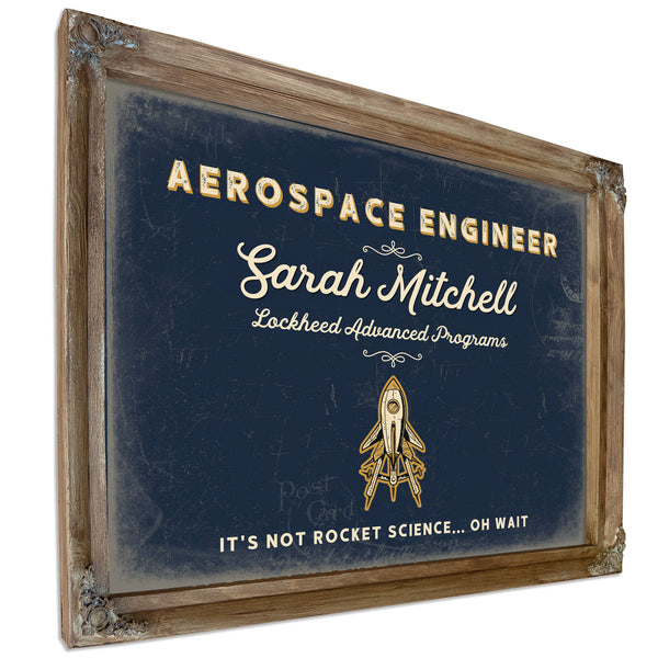 Personalized Aerospace Engineer Sign, It's Not Rocket Science... Oh Wait, Navy & Brass, image 6