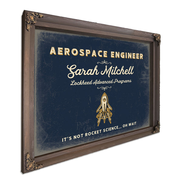 Personalized Aerospace Engineer Sign, It's Not Rocket Science... Oh Wait, Navy & Brass, image 7