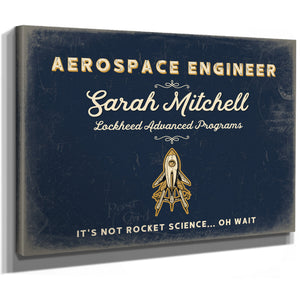 Personalized Aerospace Engineer Sign, It's Not Rocket Science... Oh Wait, Navy & Brass, image 8