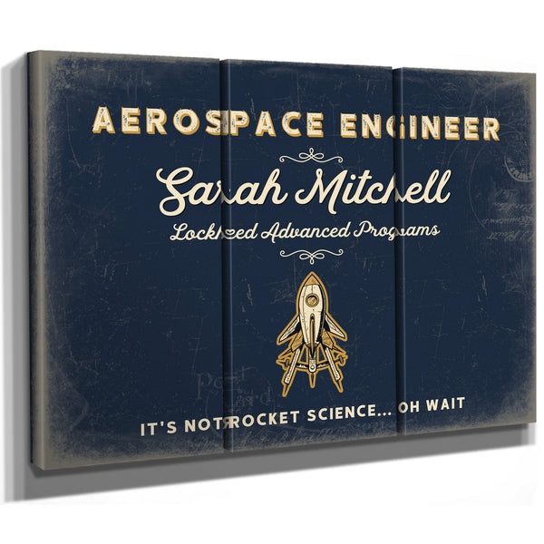 Personalized Aerospace Engineer Sign, It's Not Rocket Science... Oh Wait, Navy & Brass, image 14