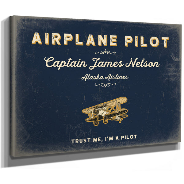 Personalized Airplane Pilot Sign, Trust Me, I'm a Pilot, Navy & Brass, image 8
