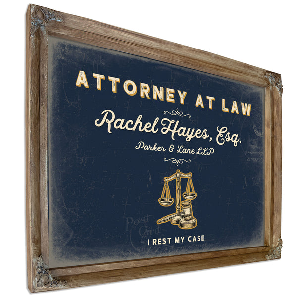 Personalized Attorney at Law Sign, I Rest My Case, Navy & Brass, image 6