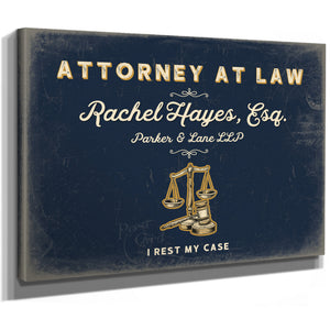 Personalized Attorney at Law Sign, I Rest My Case, Navy & Brass, image 8