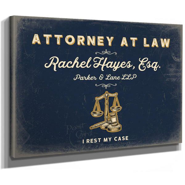 Personalized Attorney at Law Sign, I Rest My Case, Navy & Brass, image 8