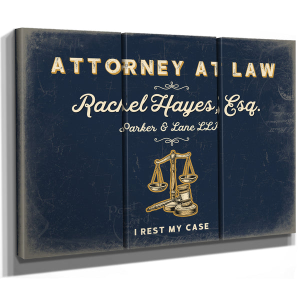 Personalized Attorney at Law Sign, I Rest My Case, Navy & Brass, image 14