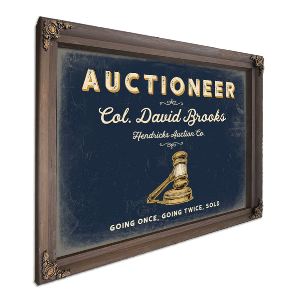 Personalized Auctioneer Sign, Going Once, Going Twice, Sold, Navy & Brass, image 7