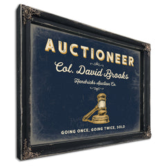 Personalized Auctioneer Sign, Going Once, Going Twice, Sold, Navy & Brass, image 1
