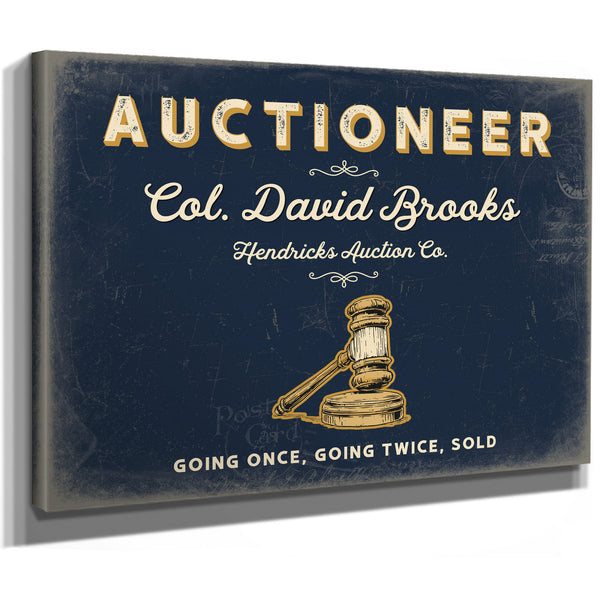 Personalized Auctioneer Sign, Going Once, Going Twice, Sold, Navy & Brass, image 8
