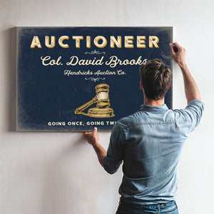 Personalized Auctioneer Sign, Going Once, Going Twice, Sold, Navy & Brass, image 9