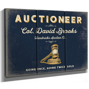 Personalized Auctioneer Sign, Going Once, Going Twice, Sold, Navy & Brass, image 14