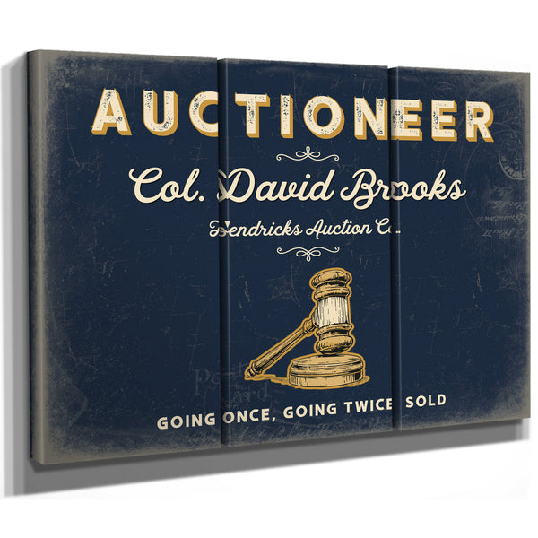 Personalized Auctioneer Sign, Going Once, Going Twice, Sold, Navy & Brass, image 14