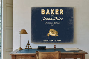 Personalized Baker Sign, Fresh From the Oven, Navy & Brass, image 2