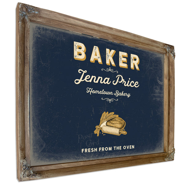 Personalized Baker Sign, Fresh From the Oven, Navy & Brass, image 6
