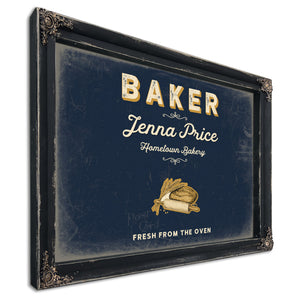 Personalized Baker Sign, Fresh From the Oven, Navy & Brass, image 1
