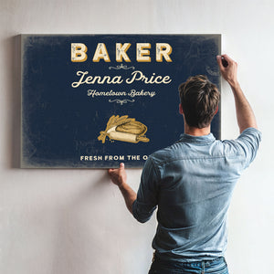 Personalized Baker Sign, Fresh From the Oven, Navy & Brass, image 9