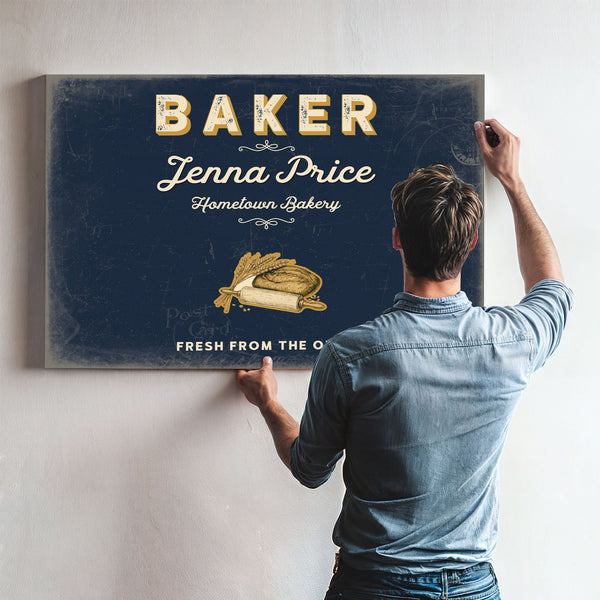 Personalized Baker Sign, Fresh From the Oven, Navy & Brass, image 9