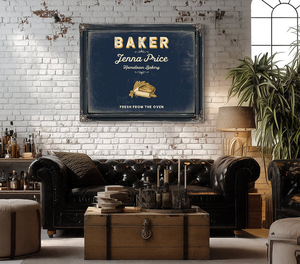 Personalized Baker Sign, Fresh From the Oven, Navy & Brass, image 18
