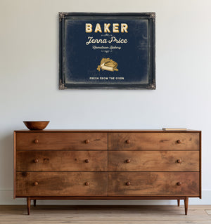 Personalized Baker Sign, Fresh From the Oven, Navy & Brass, image 19