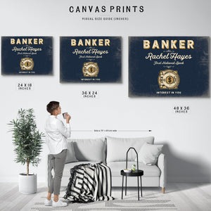 Personalized Banker Sign, Interest in You, Navy & Brass, image 10
