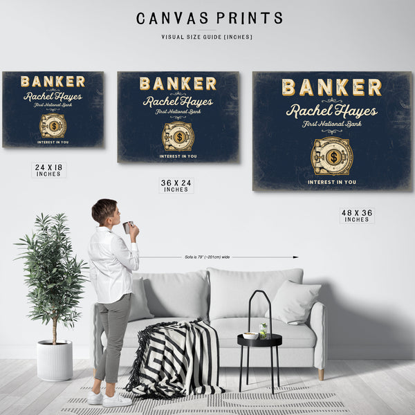 Personalized Banker Sign, Interest in You, Navy & Brass, image 10
