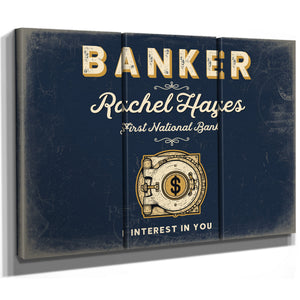 Personalized Banker Sign, Interest in You, Navy & Brass, image 14