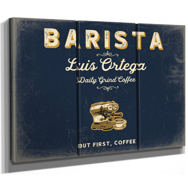 Personalized Barista Sign, But First, Coffee, Navy & Brass, image 14