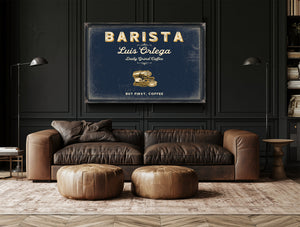 Personalized Barista Sign, But First, Coffee, Navy & Brass, image 17