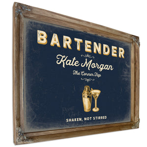 Personalized Bartender Sign, Shaken, Not Stirred, Navy & Brass, image 6