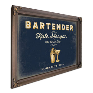 Personalized Bartender Sign, Shaken, Not Stirred, Navy & Brass, image 7