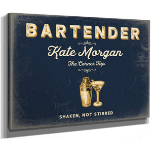 Personalized Bartender Sign, Shaken, Not Stirred, Navy & Brass, image 8