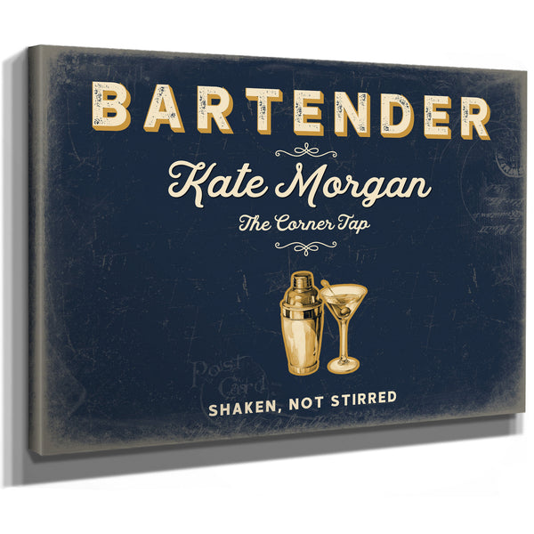 Personalized Bartender Sign, Shaken, Not Stirred, Navy & Brass, image 8