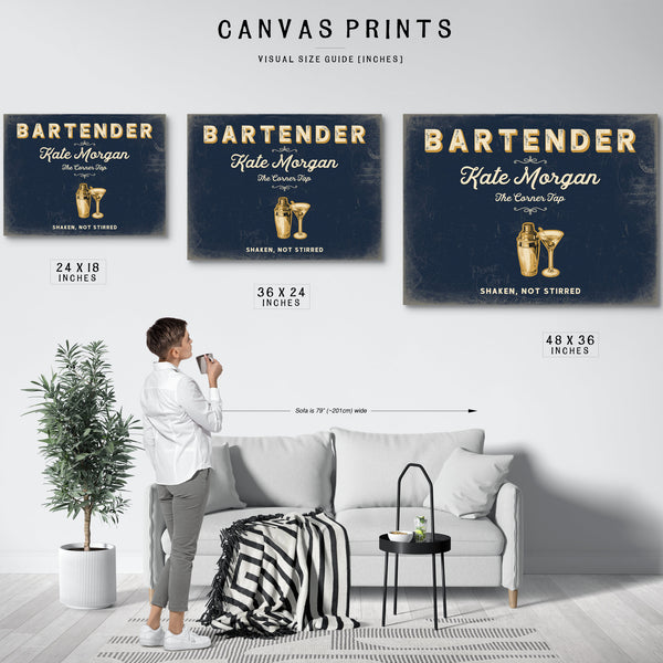 Personalized Bartender Sign, Shaken, Not Stirred, Navy & Brass, image 10