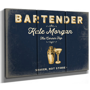 Personalized Bartender Sign, Shaken, Not Stirred, Navy & Brass, image 14