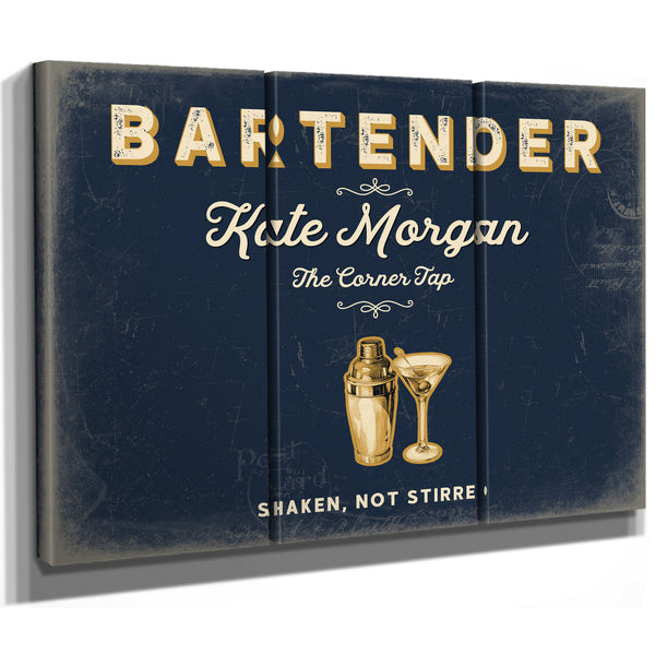 Personalized Bartender Sign, Shaken, Not Stirred, Navy & Brass, image 14